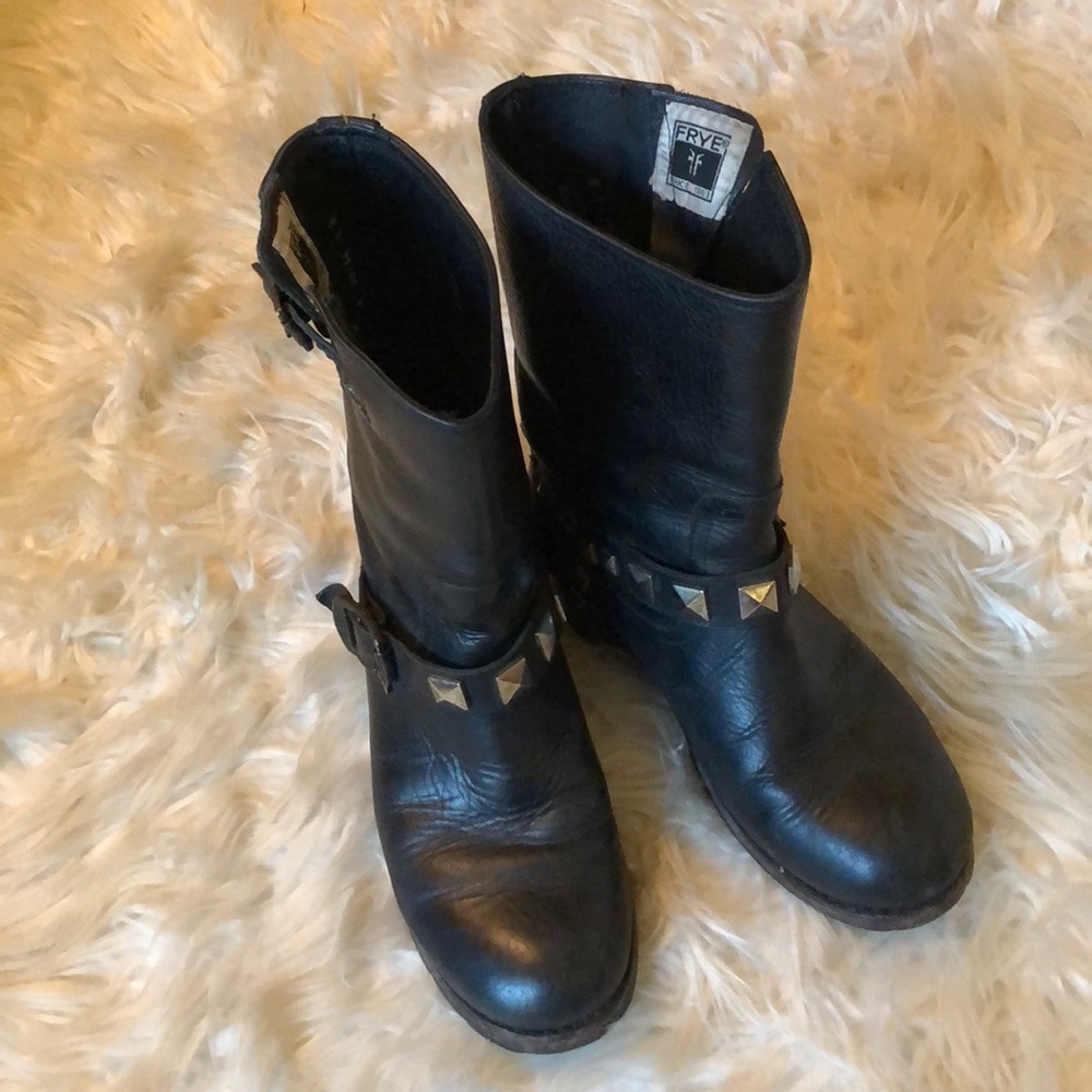 Black Frye Rogan Studded Engineer Motorcycle Boots